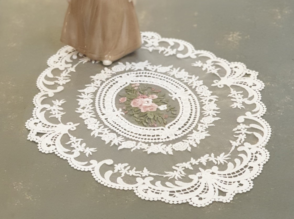 꽃자수(Flower embroidery) 레이스 러너[타원L]